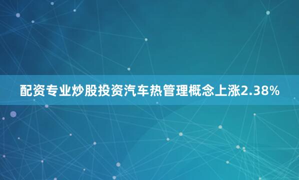 配资专业炒股投资汽车热管理概念上涨2.38%